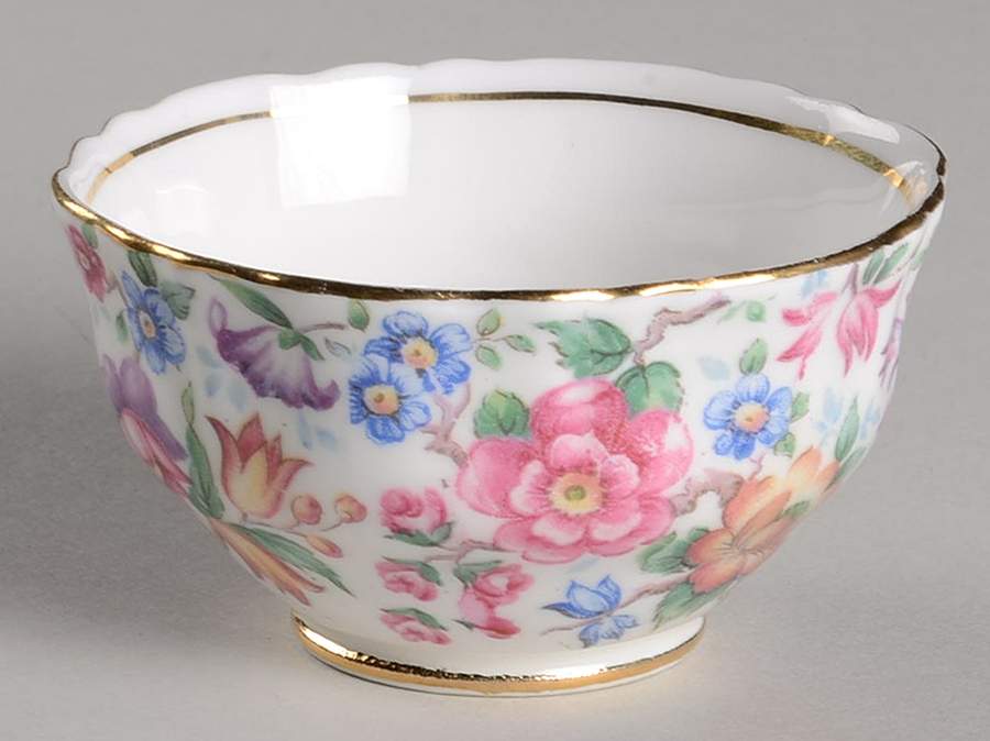 Springtime (Scalloped, Embossed) Mini Open Sugar Bowl by Crown Staffordshire-1