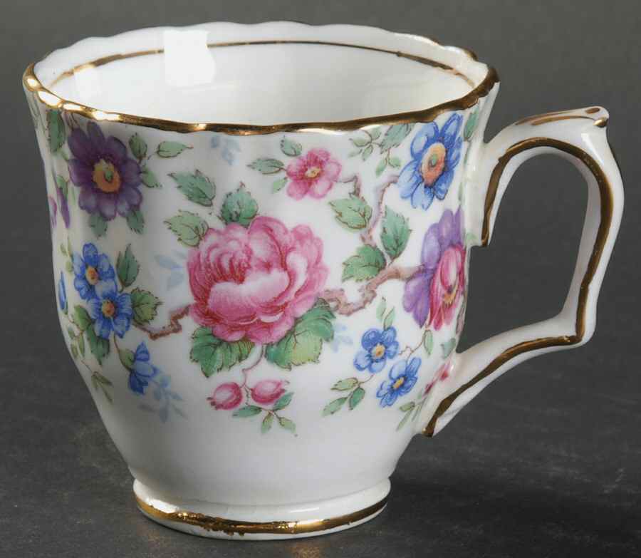 Springtime (Scalloped, Embossed) Footed Demitasse Cup by Crown Staffordshire-1