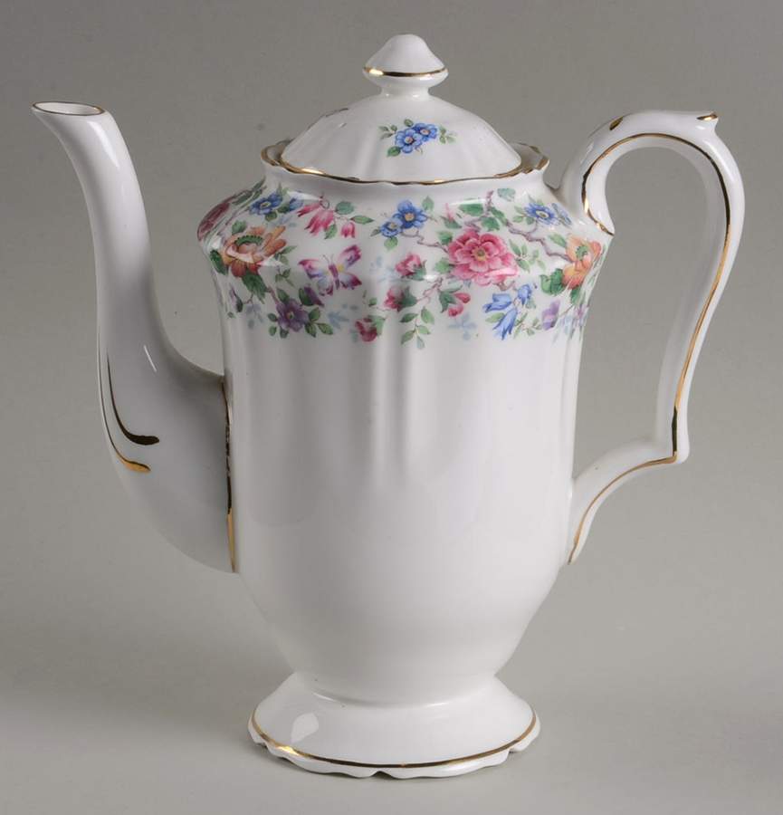 Springtime (Scalloped, Embossed) Small Coffee Pot & Lid by Crown Staffordshire-1