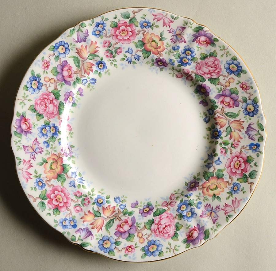 Springtime (Scalloped, Embossed) Luncheon Plate by Crown Staffordshire-1