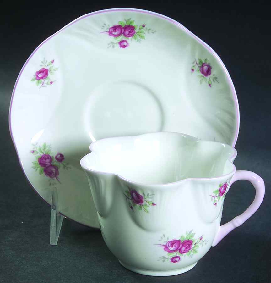 Sweetheart Rose Flat Cup & Saucer Set by Crown Staffordshire-1