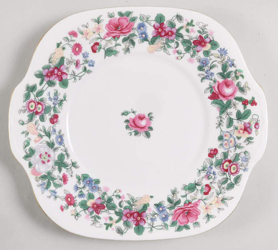 Thousand Flowers Square Handled Cake Plate by Crown Staffordshire-1