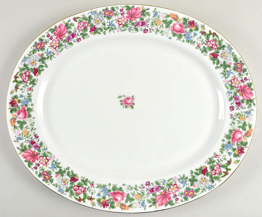 Thousand Flowers 17" Oval Serving Platter by Crown Staffordshire-1