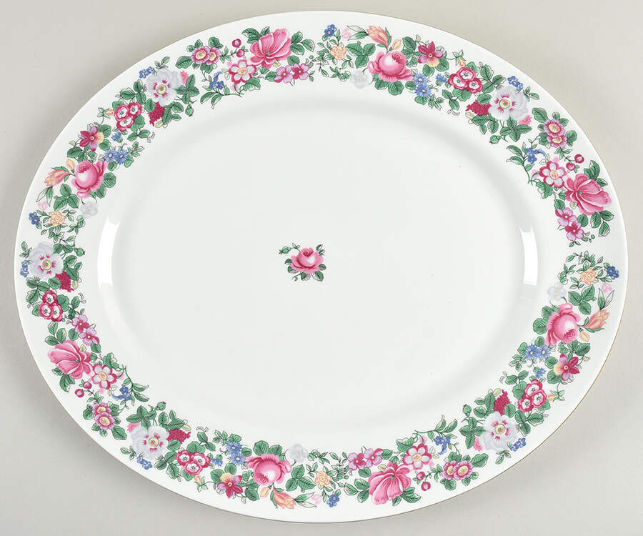 Thousand Flowers 15" Oval Serving Platter by Crown Staffordshire-1