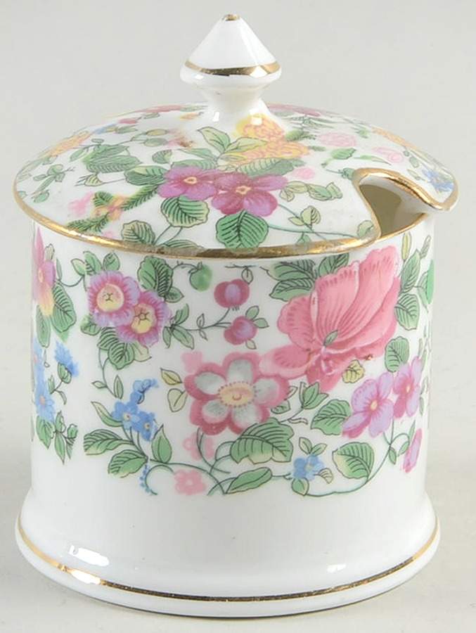 Thousand Flowers Jam/Jelly & Lid by Crown Staffordshire-1