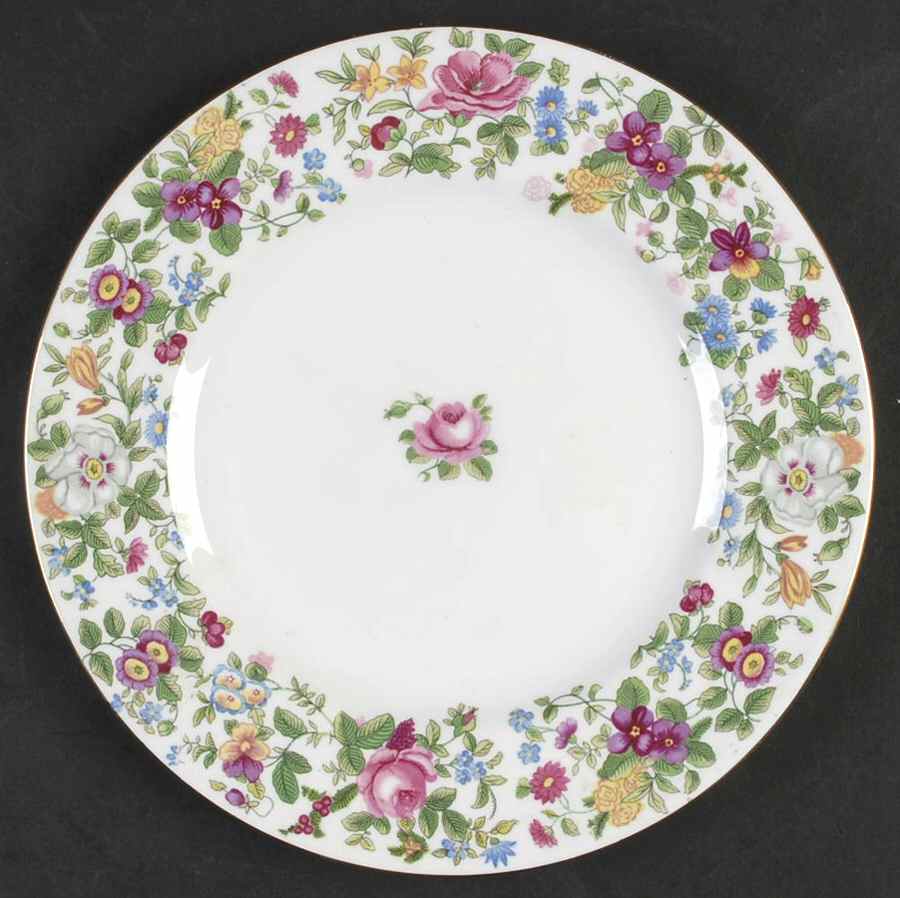 Thousand Flowers Luncheon Plate by Crown Staffordshire-1