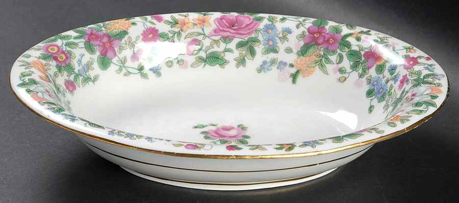 Thousand Flowers 9" Oval Vegetable Bowl by Crown Staffordshire-1