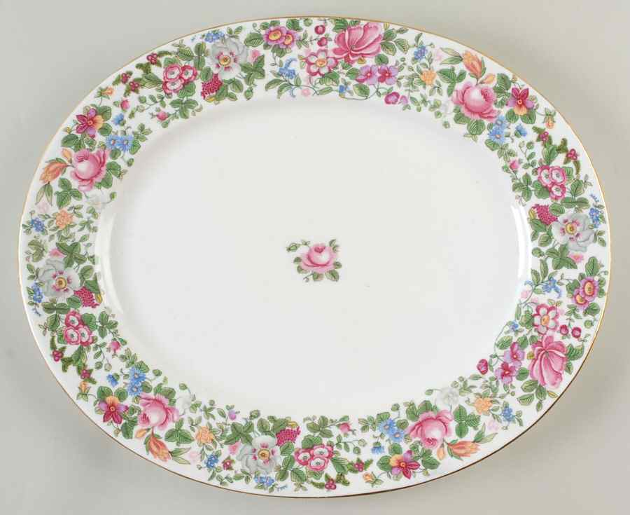 Thousand Flowers 13" Oval Serving Platter by Crown Staffordshire-1