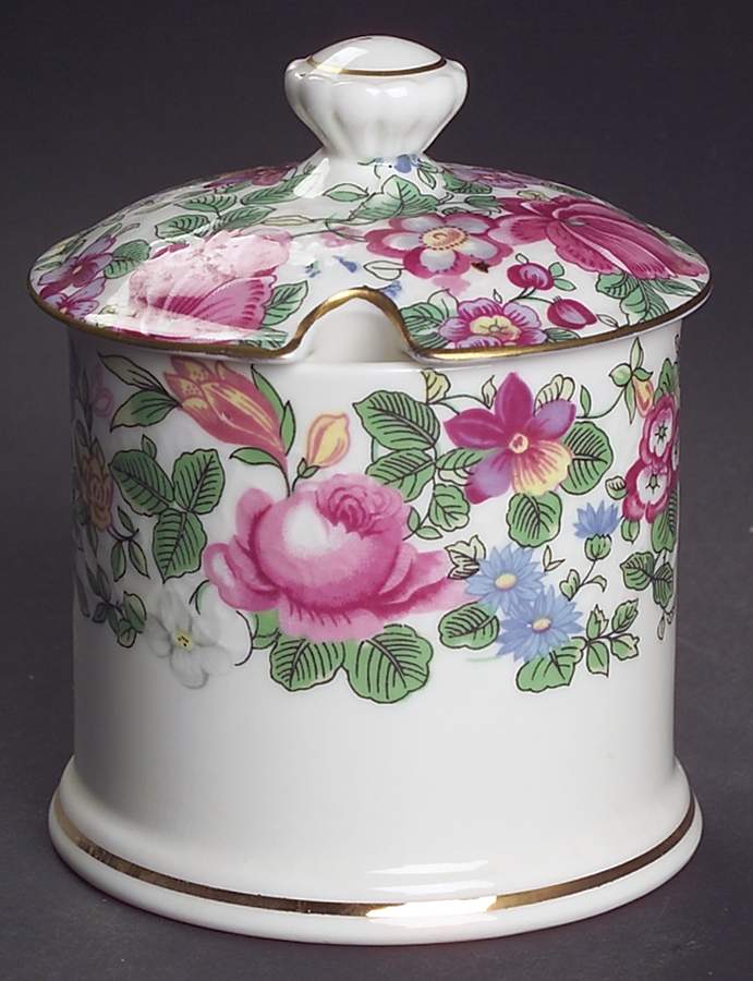 Thousand Flowers Jam/Jelly & Lid by Crown Staffordshire-1