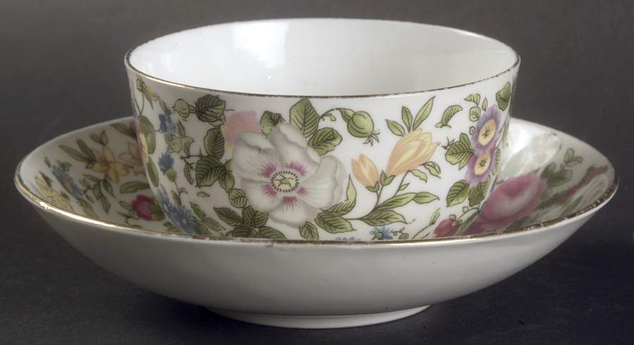 Thousand Flowers Bouillon Cup & Saucer by Crown Staffordshire-1