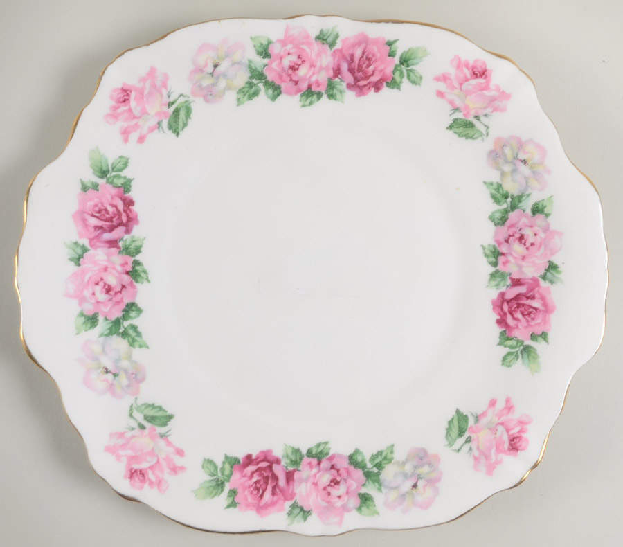 Trinity Rose Square Handled Cake Plate by Crown Staffordshire-1