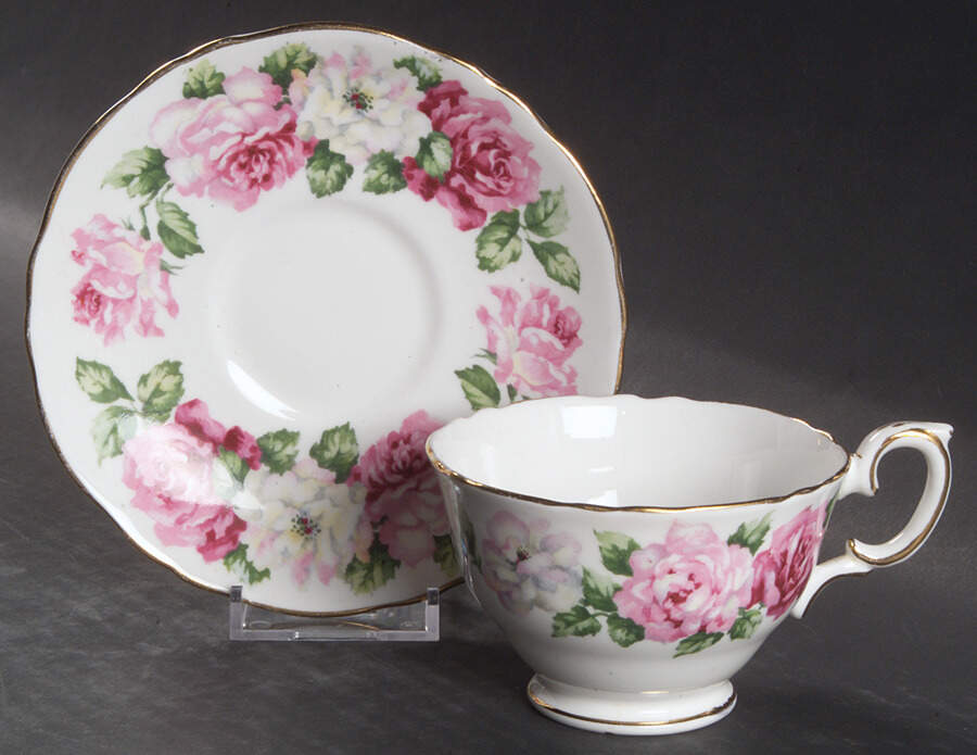 Trinity Rose Footed Cup & Saucer Set by Crown Staffordshire-1