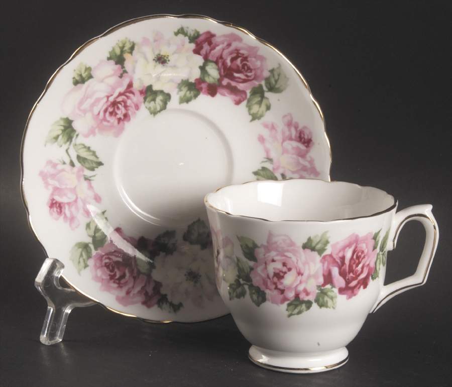 Trinity Rose Footed Cup & Saucer Set by Crown Staffordshire-1