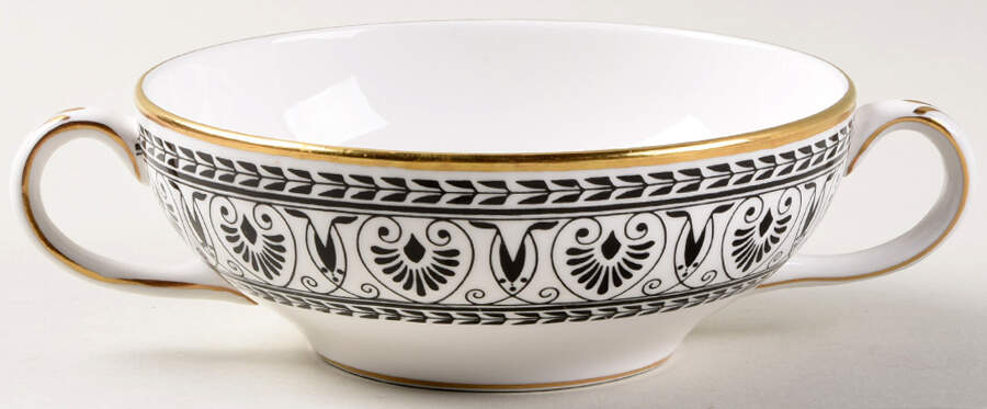 Victoria Black Flat Cream Soup Bowl by Crown Staffordshire-1