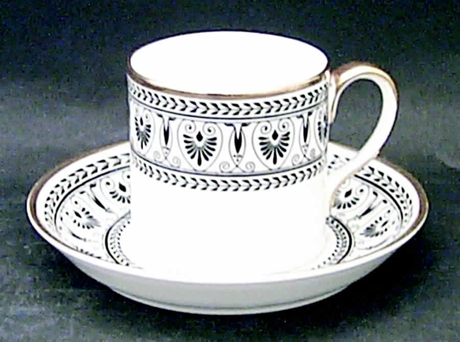 Victoria Black Flat Cup & Saucer Set by Crown Staffordshire-1
