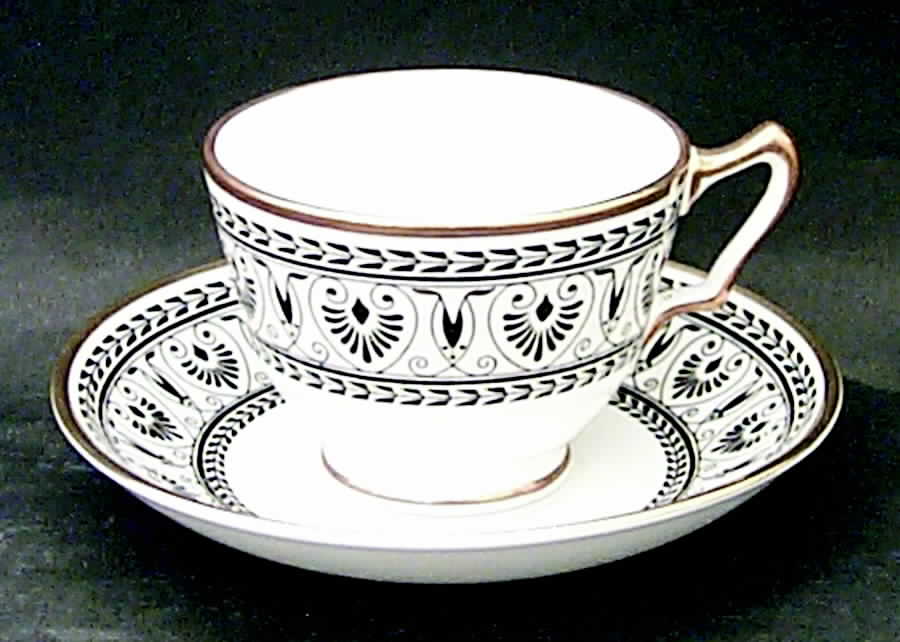 Victoria Black Footed Cup & Saucer Set by Crown Staffordshire-1