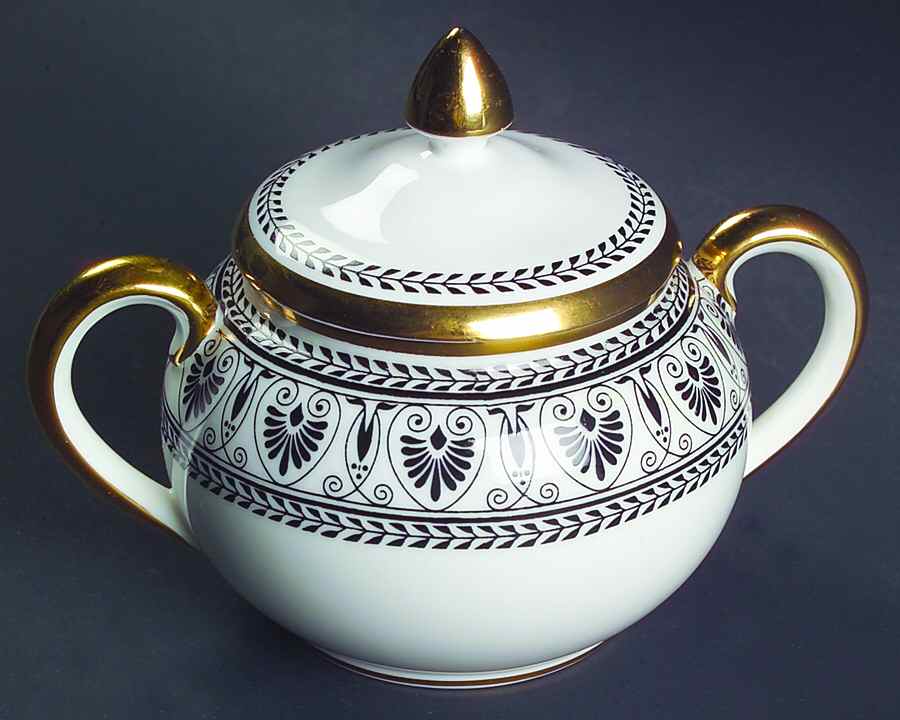 Victoria Black Sugar Bowl & Lid by Crown Staffordshire-1