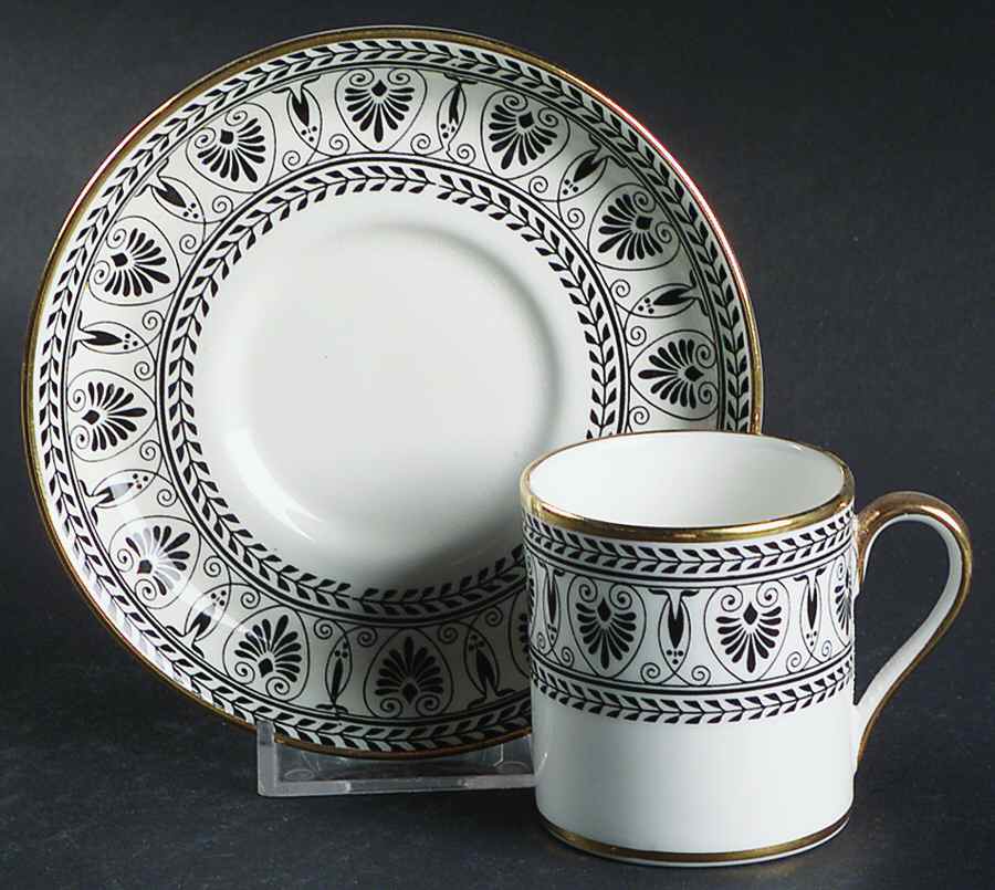 Victoria Black Flat Demitasse Cup & Saucer Set by Crown Staffordshire-1