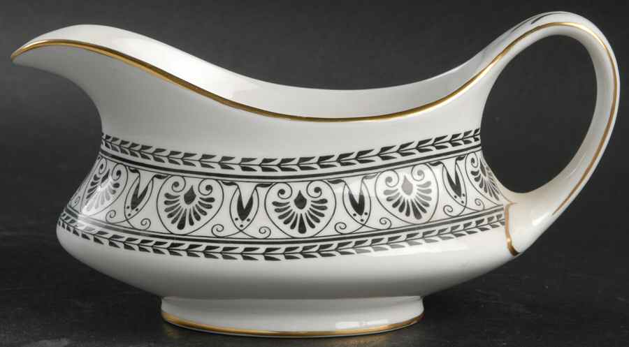 Victoria Black Gravy Boat by Crown Staffordshire-1