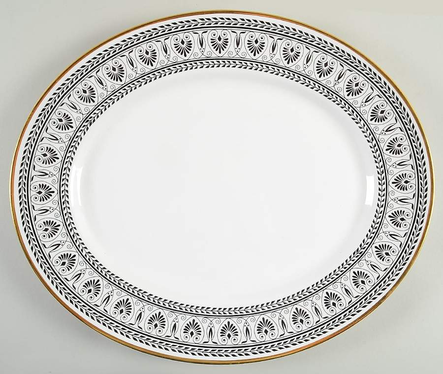 Victoria Black 15" Oval Serving Platter by Crown Staffordshire-1