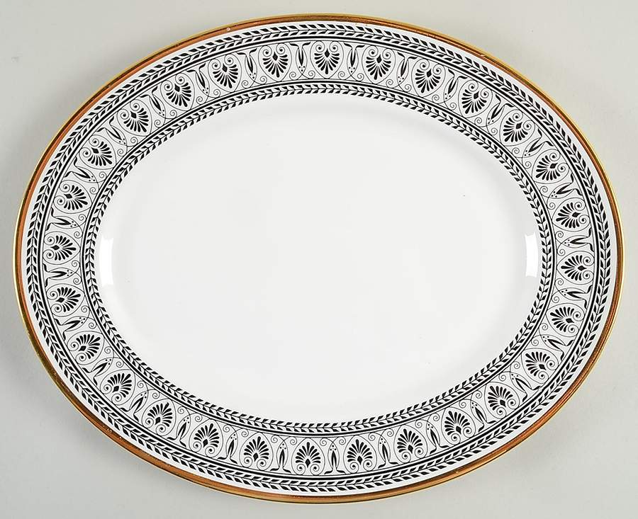 Victoria Black 13" Oval Serving Platter by Crown Staffordshire-1