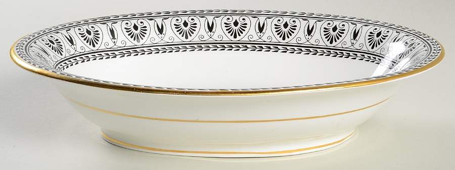 Victoria Black 10" Oval Vegetable Bowl by Crown Staffordshire-1