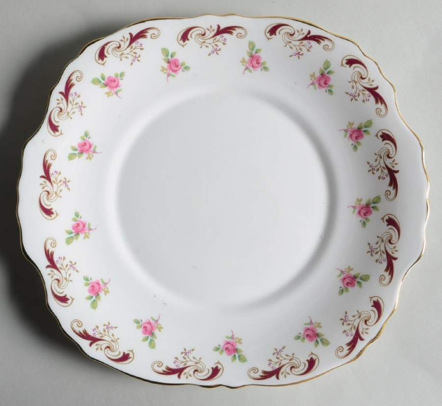 Wentworth Maroon Handled Cake Plate by Crown Staffordshire-1