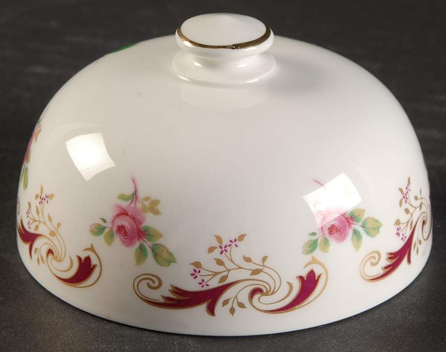 Wentworth Maroon Lid for Round Butter by Crown Staffordshire-1