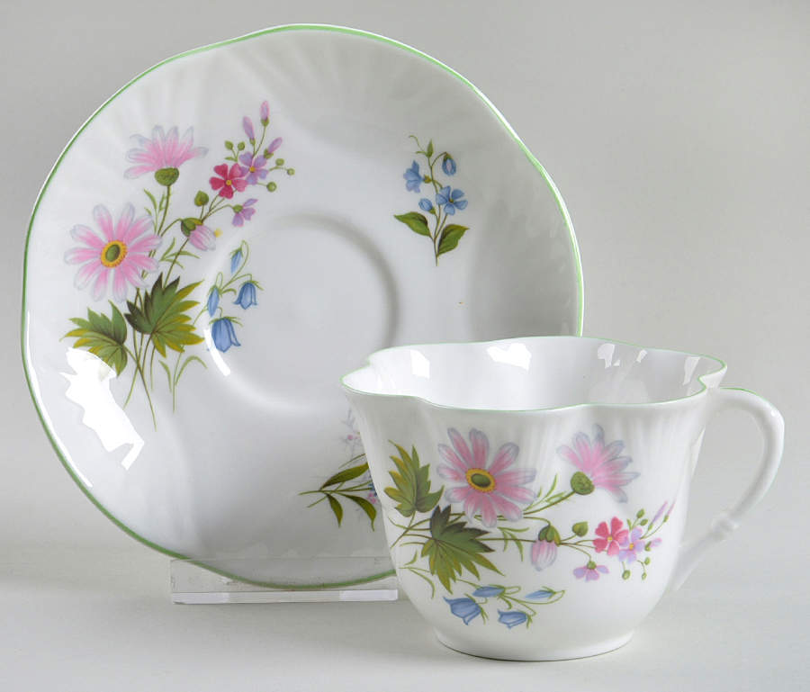 Wild Flowers Flat Cup & Saucer Set by Crown Staffordshire-1