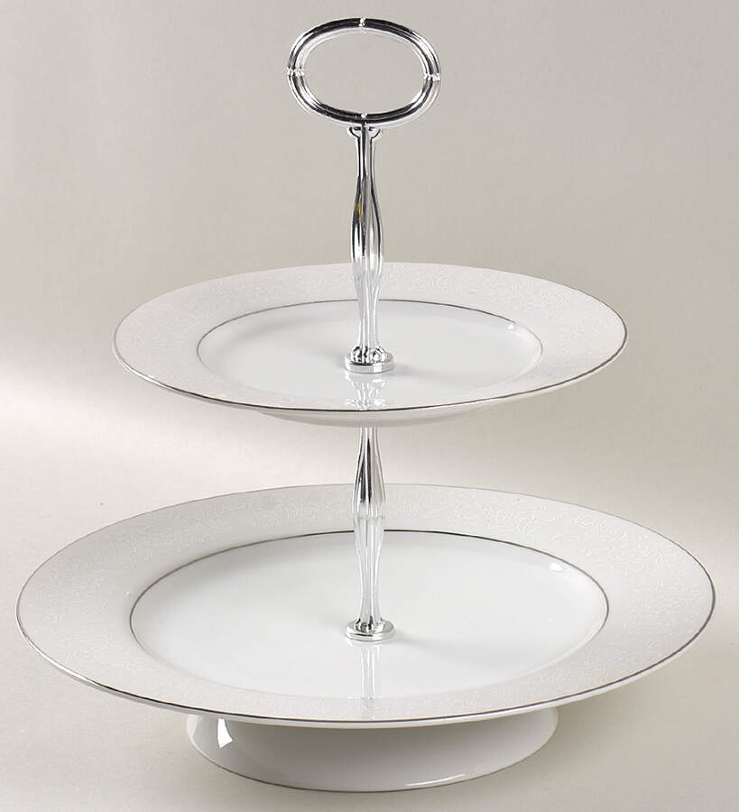 Lovelace 11 1/4"  2 Tier Footed Serving Tray (DP,SP,FR) HC by Crown Victoria-1