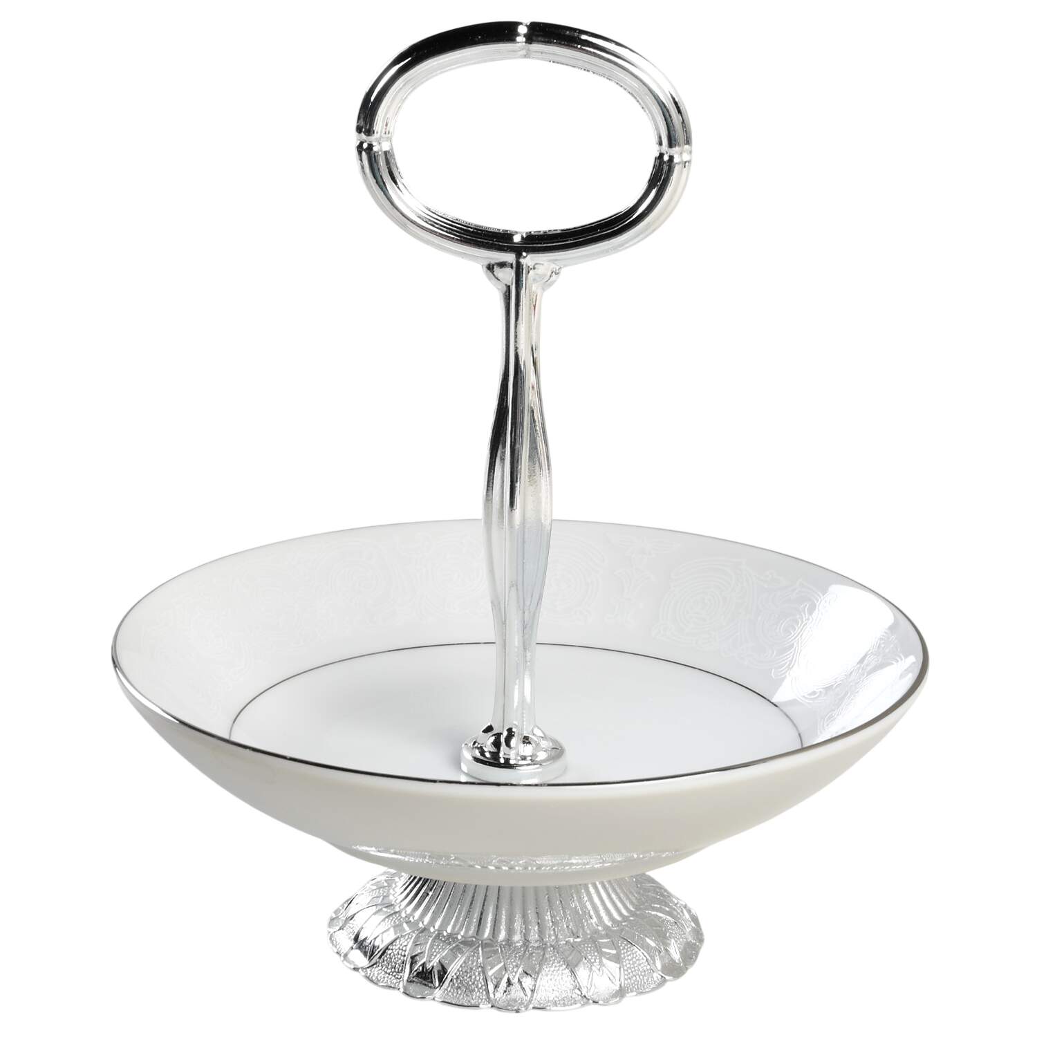 Lovelace 6"-7" Handled Footed Nut Dish HC by Crown Victoria-1