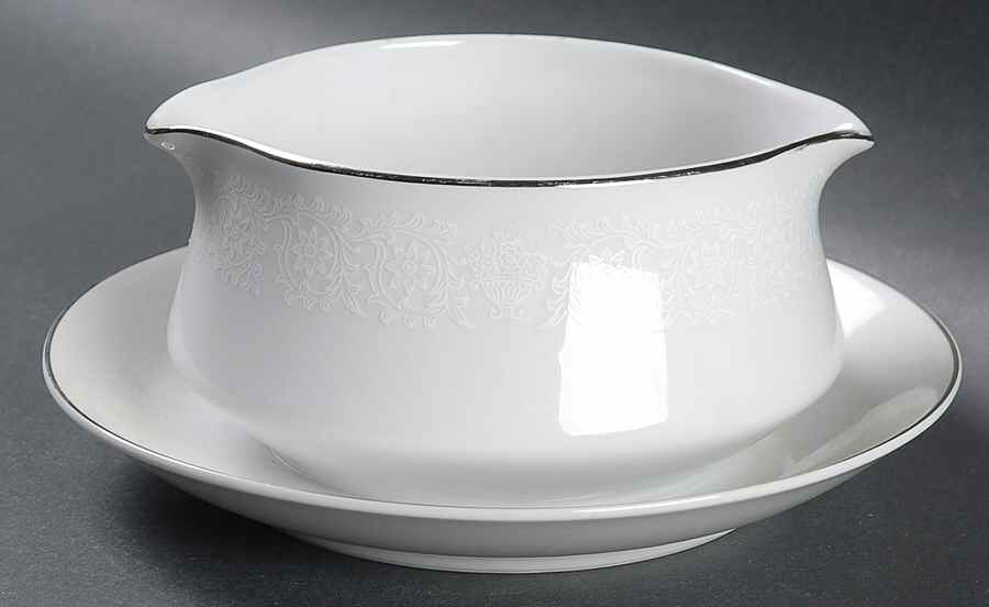 Lovelace Round Gravy Boat/Attached Underplate by Crown Victoria-1
