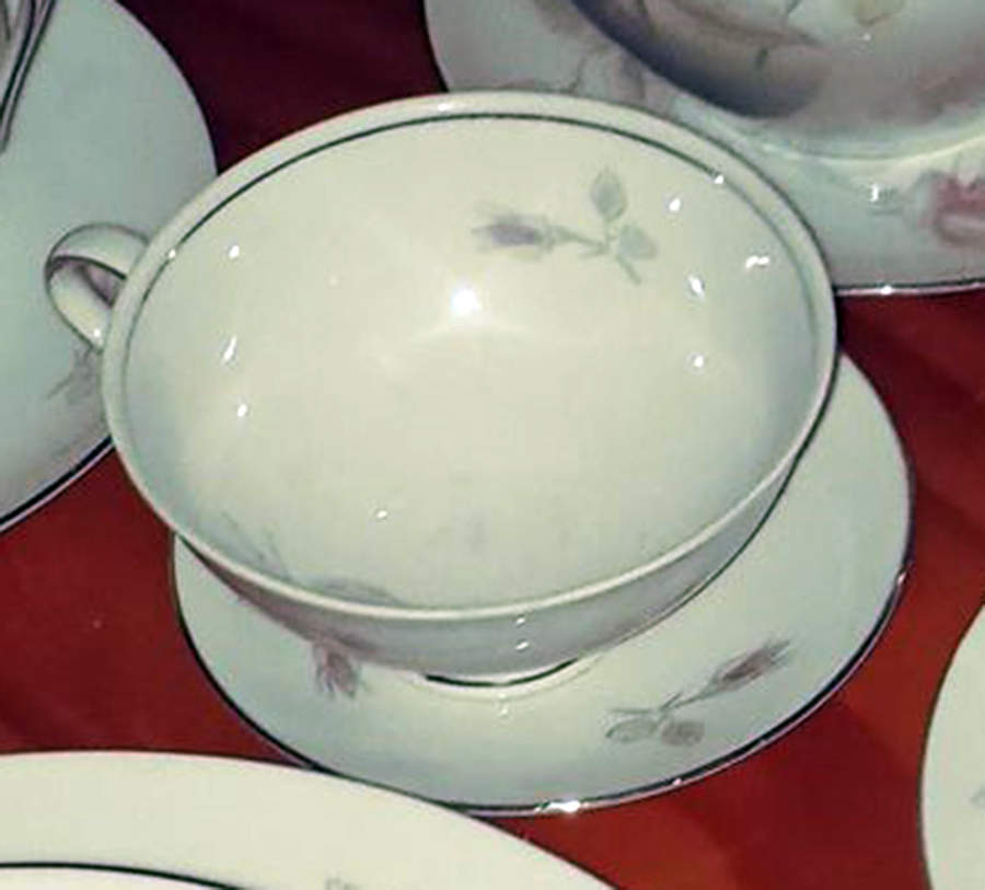 Wedding Roses (Gold Trim) Footed Cup & Saucer Set by Crown Royal-1