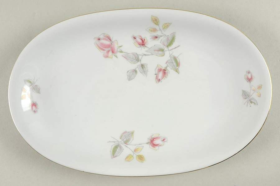 Wedding Roses (Gold Trim) 12" Oval Serving Platter by Crown Royal-1