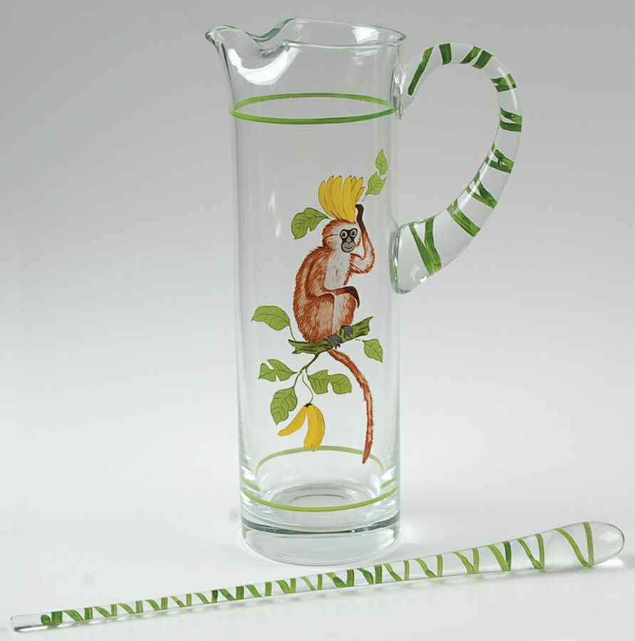 Monkey Business Glassware Martini Pitcher & Stirrer by Lynn Chase-1