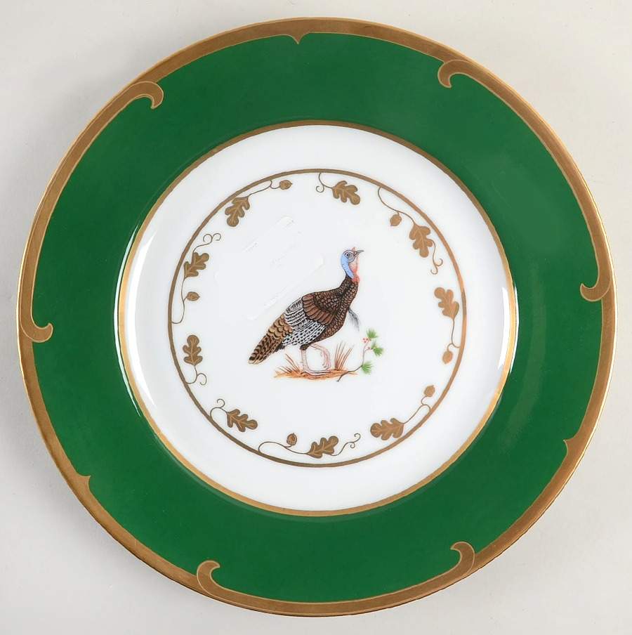 Winter Game Birds Green Service Plate (Charger) by Lynn Chase-1
