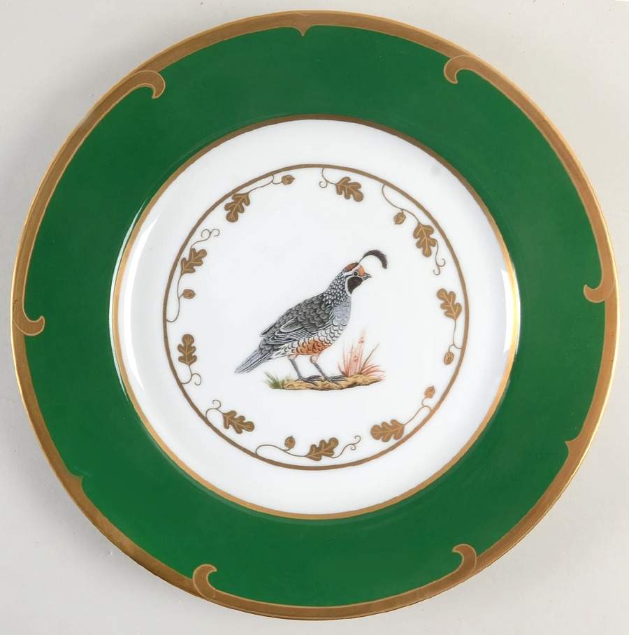 Winter Game Birds Green Service Plate (Charger) by Lynn Chase-1