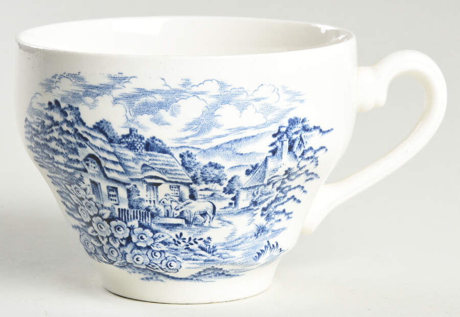 English Village Blue Flat Cup by Crown Sussex-1