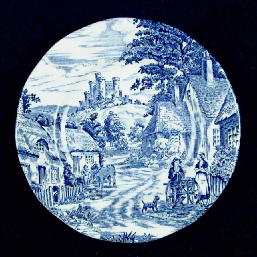 English Village Blue Bread & Butter Plate by Crown Sussex-1
