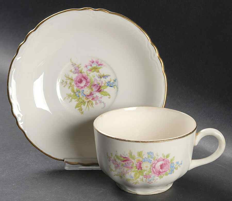 Avon (Scalloped) Flat Cup & Saucer Set by Cunningham & Pickett-1
