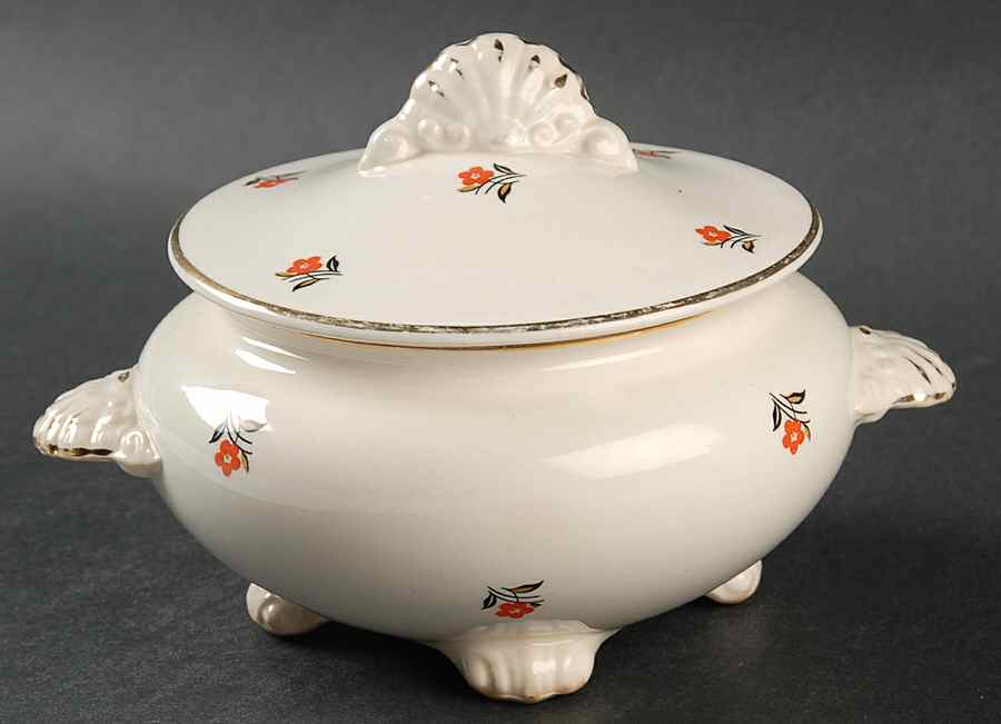 Cardinal Sugar Bowl & Lid by Cunningham & Pickett-1