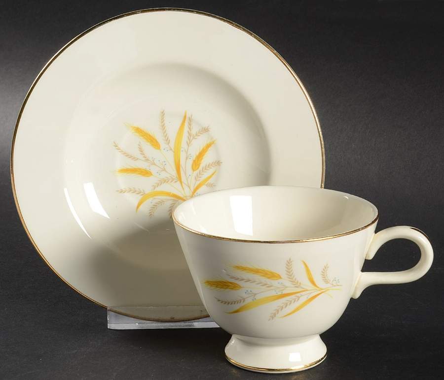 Golden Harvest Footed Cup & Saucer Set by Cunningham & Pickett-1
