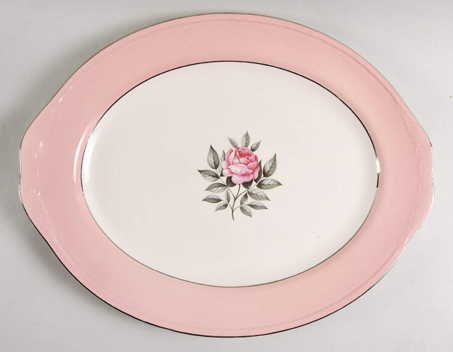 Norway Rose 15" Oval Serving Platter by Cunningham & Pickett-1