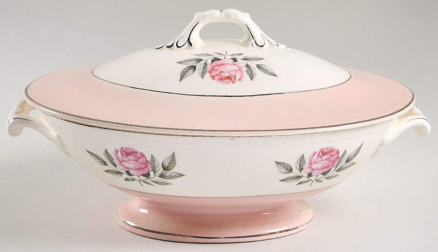 Norway Rose Oval Covered Vegetable by Cunningham & Pickett-1
