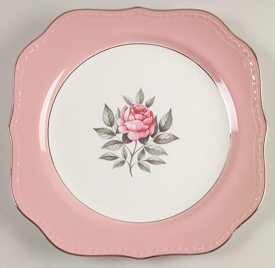 Norway Rose Square Salad Plate by Cunningham & Pickett-1