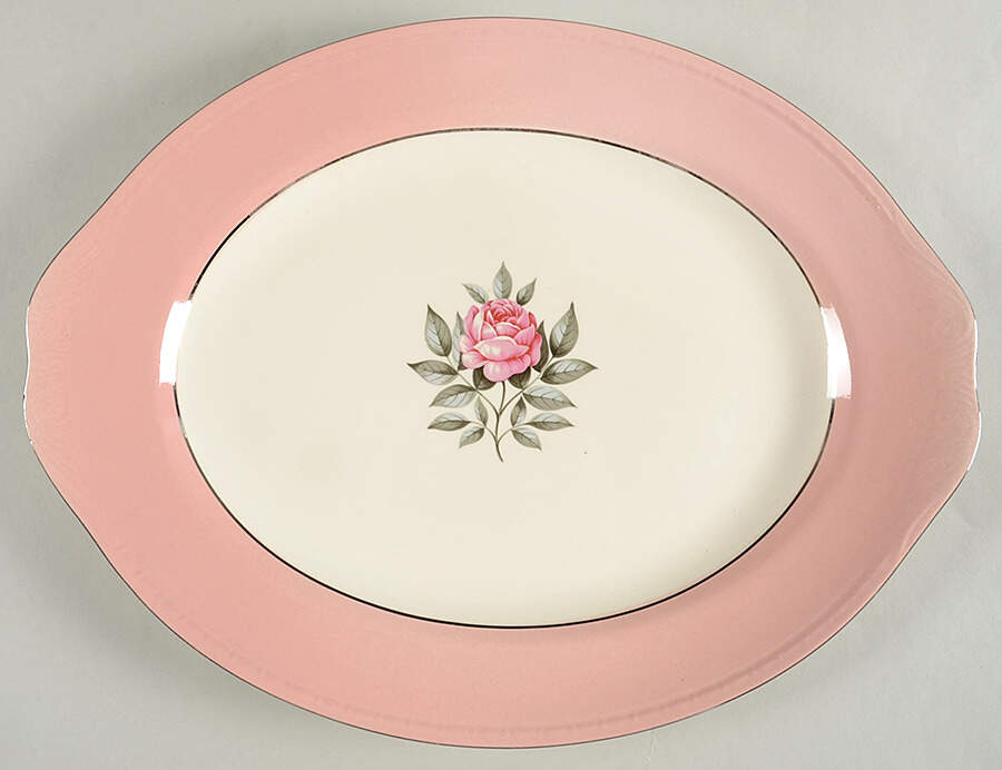 Norway Rose 16" Oval Serving Platter by Cunningham & Pickett-1
