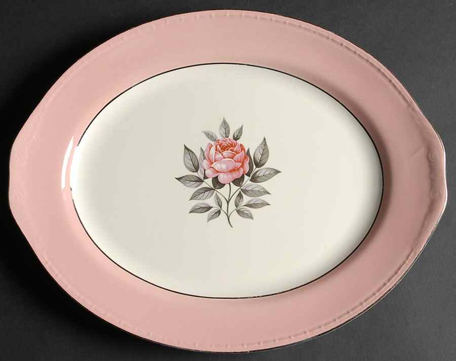 Norway Rose 13" Oval Serving Platter by Cunningham & Pickett-1