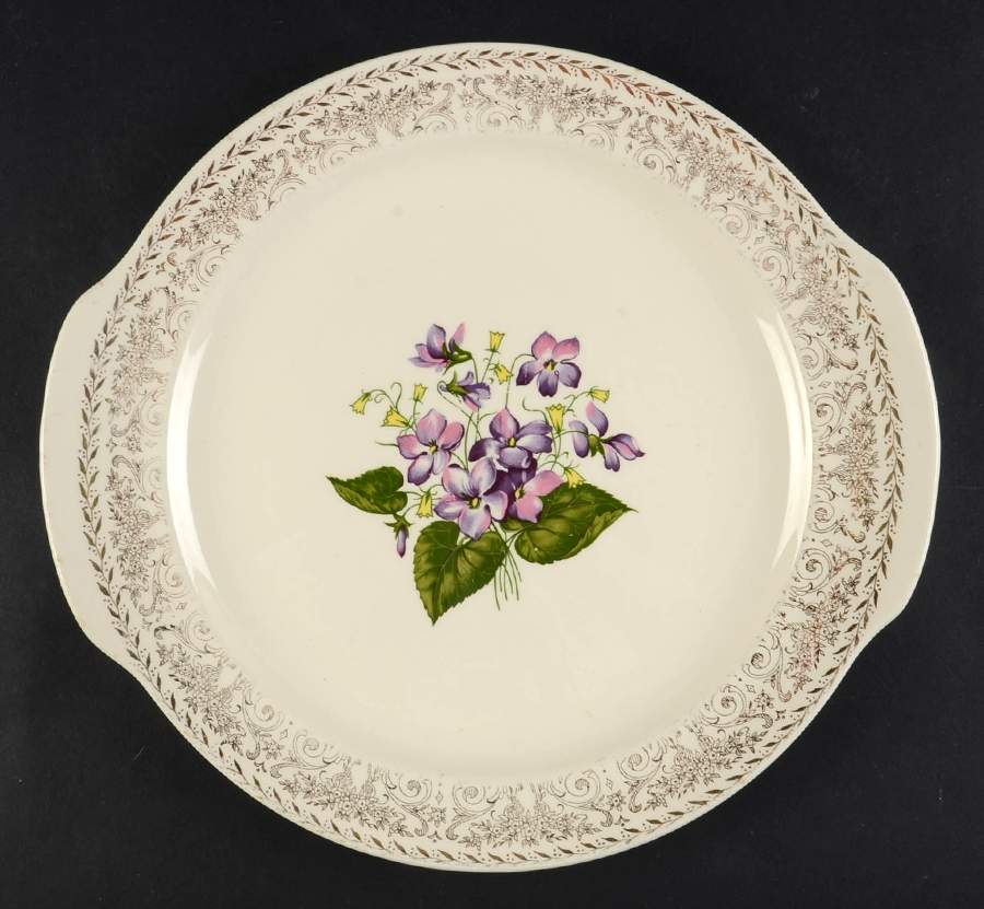 Springviolet Handled Cake Plate by Cunningham & Pickett-1