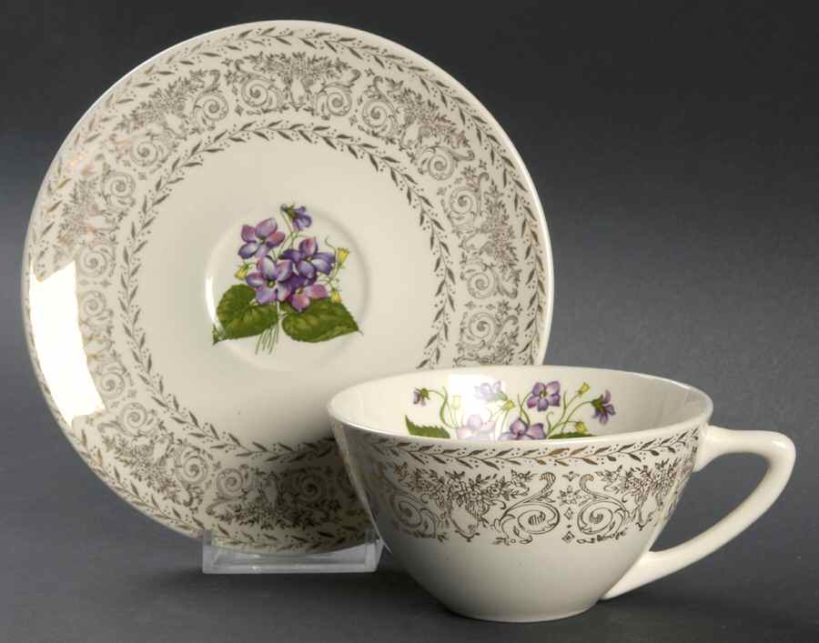 Springviolet Flat Cup & Saucer Set by Cunningham & Pickett-1