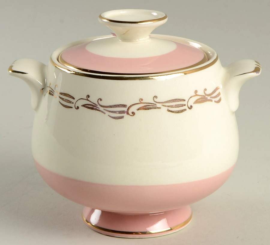 Sunrise Pink Sugar Bowl & Lid by Cunningham & Pickett-1